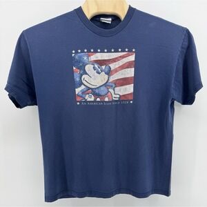 Vintage Disney Store Mickey Mouse An American Icon T-Shirt Blue Size XL